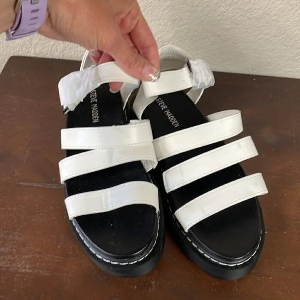 New Steve Madden Jcanddy Strappy White Sandal Spring Summer Sz Girls 3